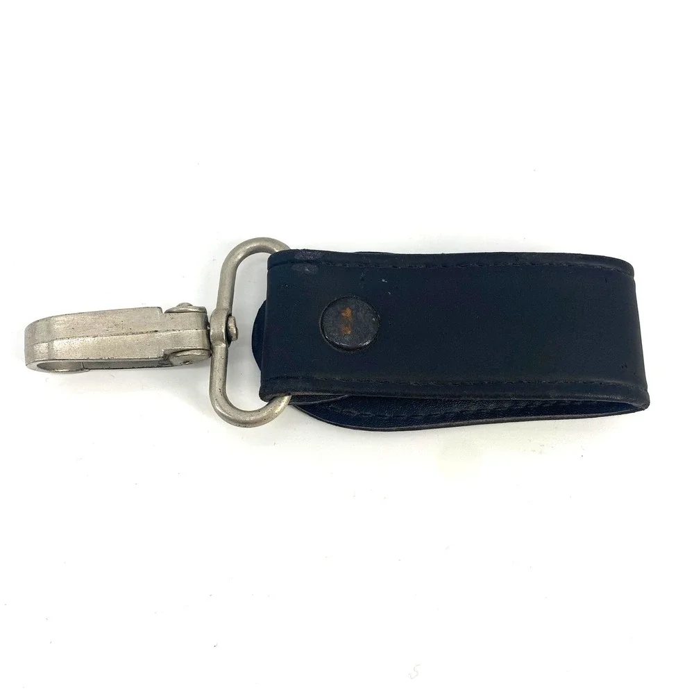 Vtg Hugo Boss Black Vegan Leather Key Fob Clip Keychain Holder Accessory Mens